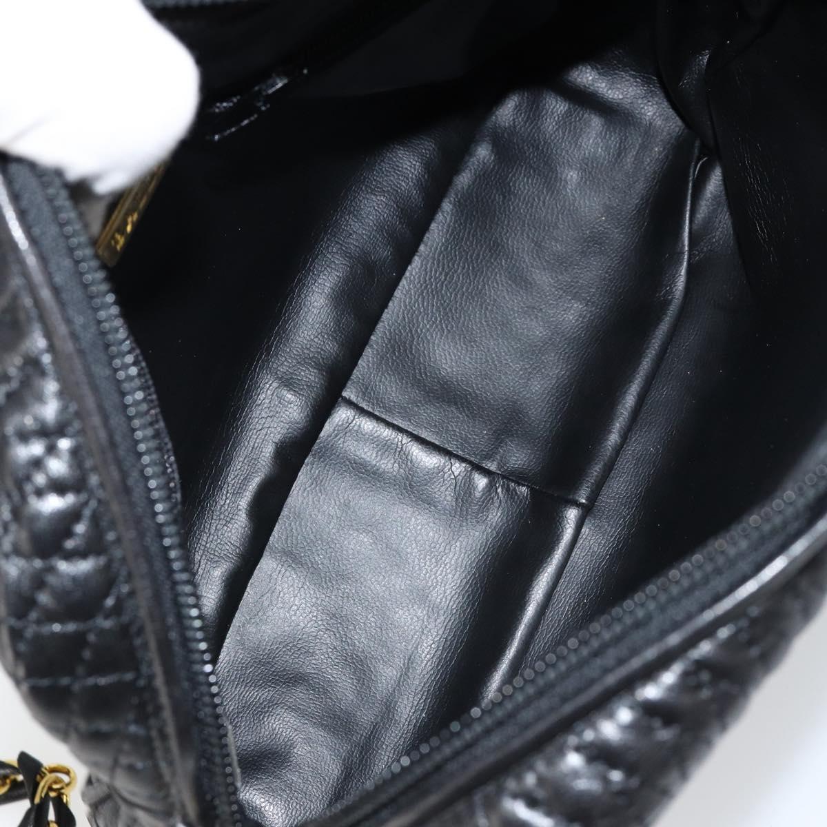 BALLY Chain Shoulder Bag Leather Black Gold Auth BA7021