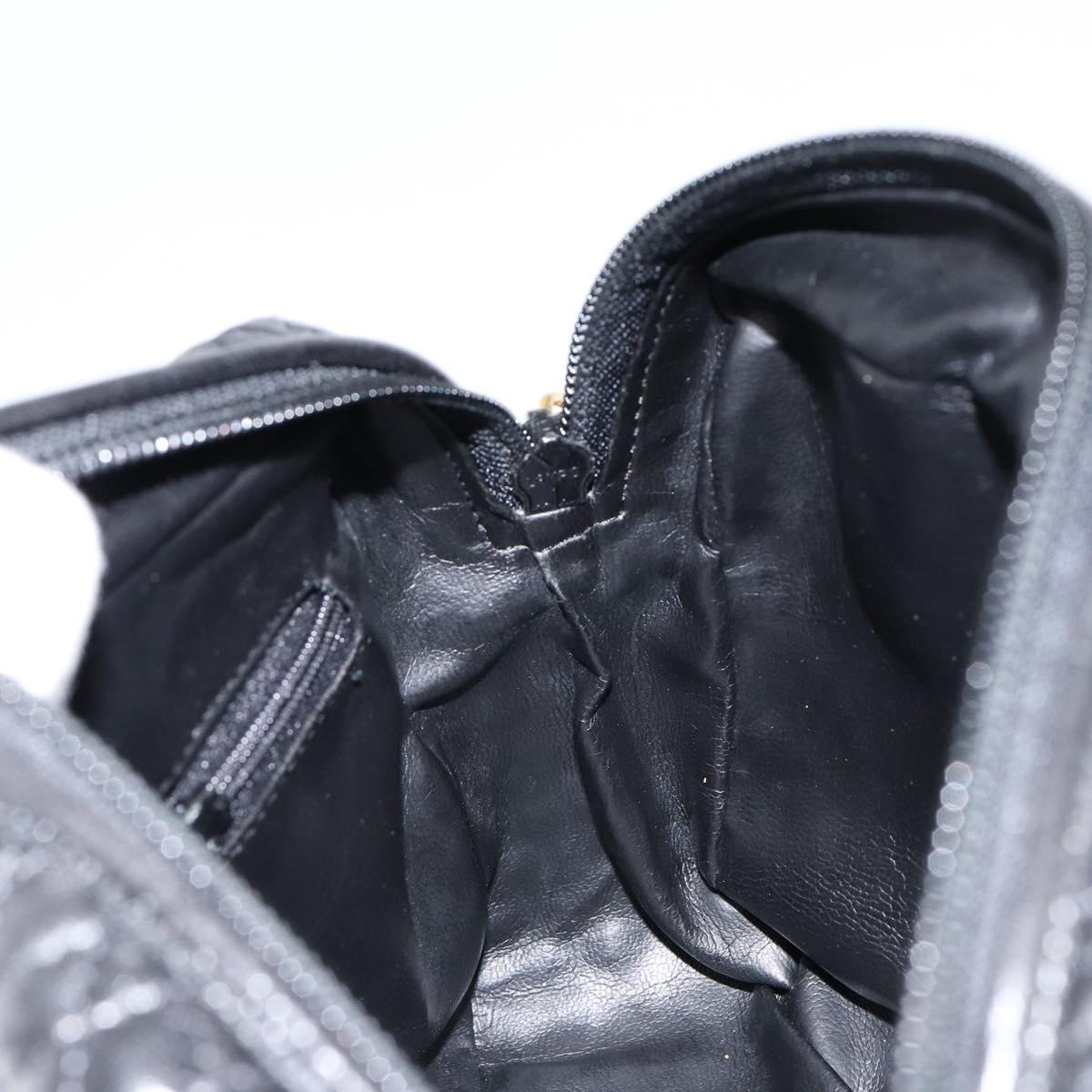 BALLY Chain Shoulder Bag Leather Black Gold Auth BA7021