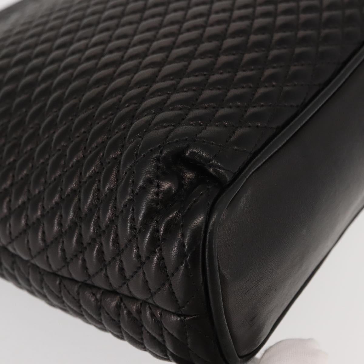 BALLY Chain Tote Bag Leather Black Gold Auth BA7022