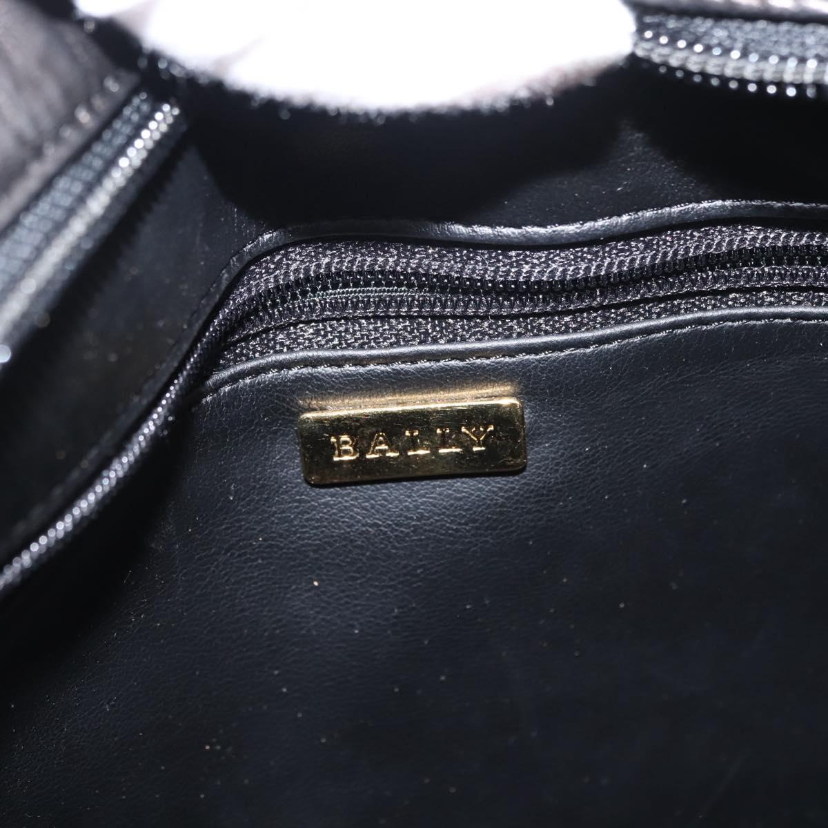 BALLY Chain Tote Bag Leather Black Gold Auth BA7022