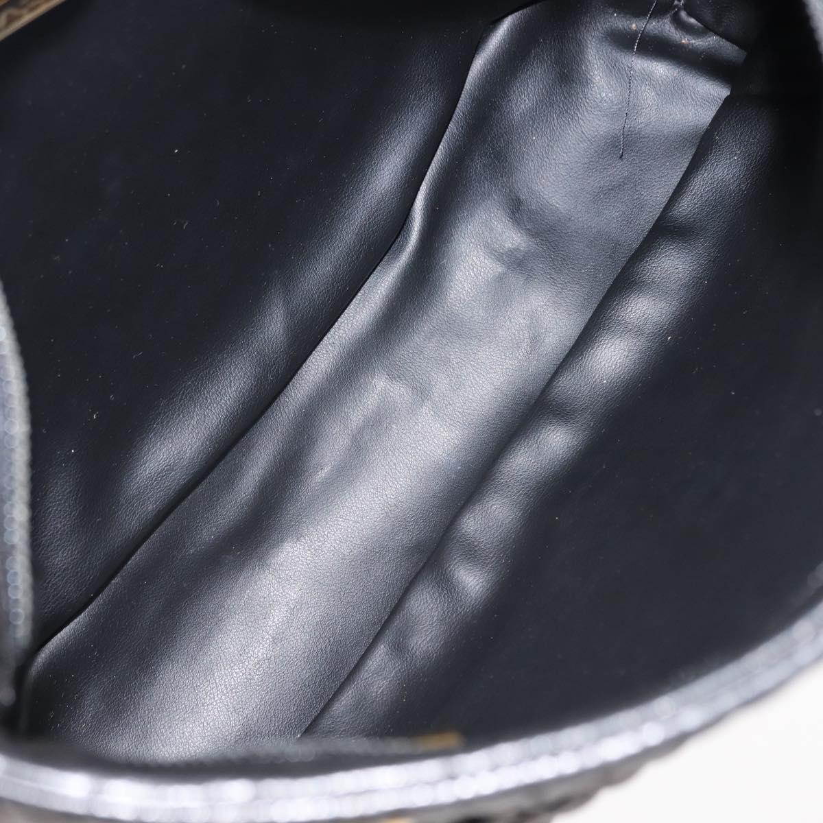 BALLY Chain Tote Bag Leather Black Gold Auth BA7022