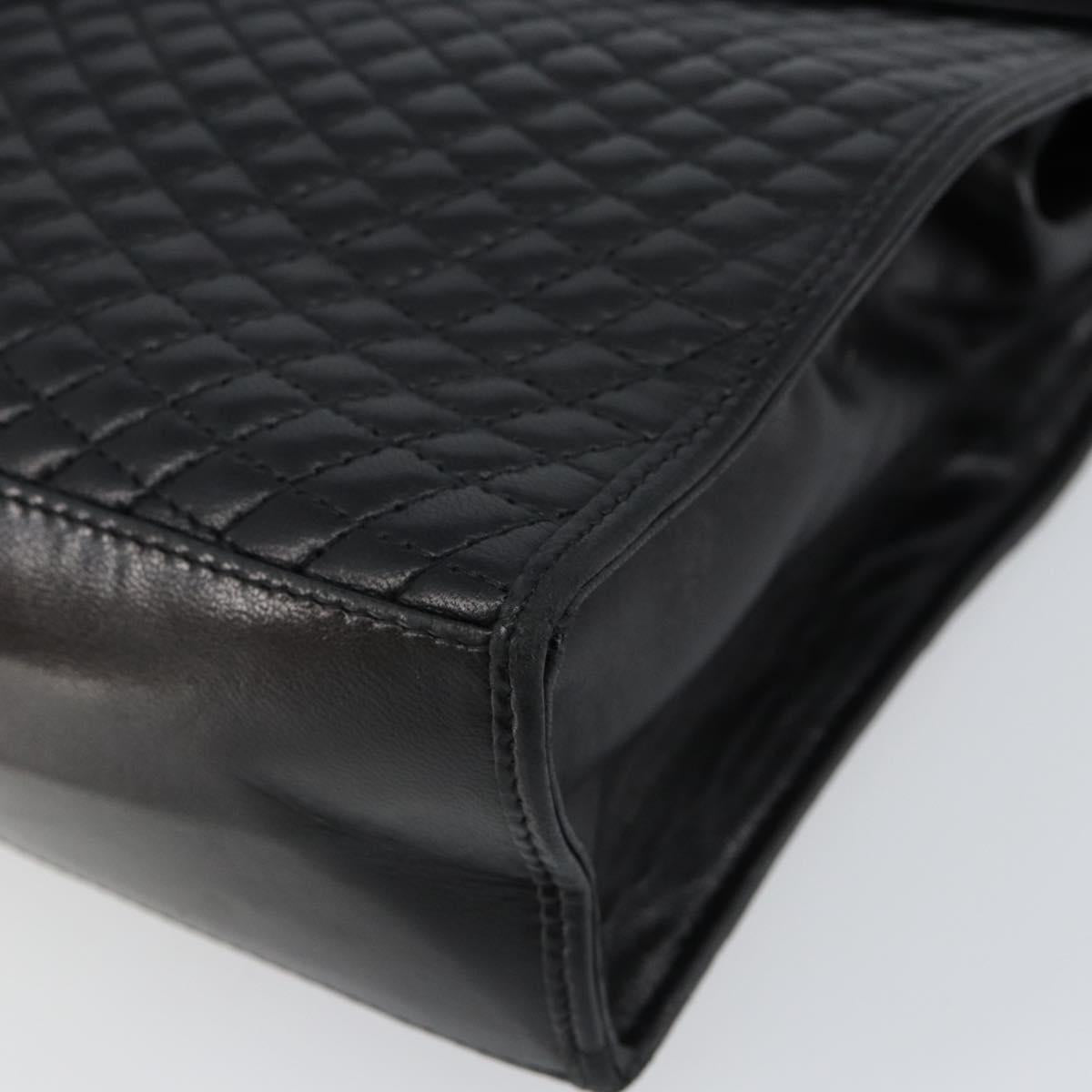 BALLY Hand Bag Leather Black Gold Auth BA7023