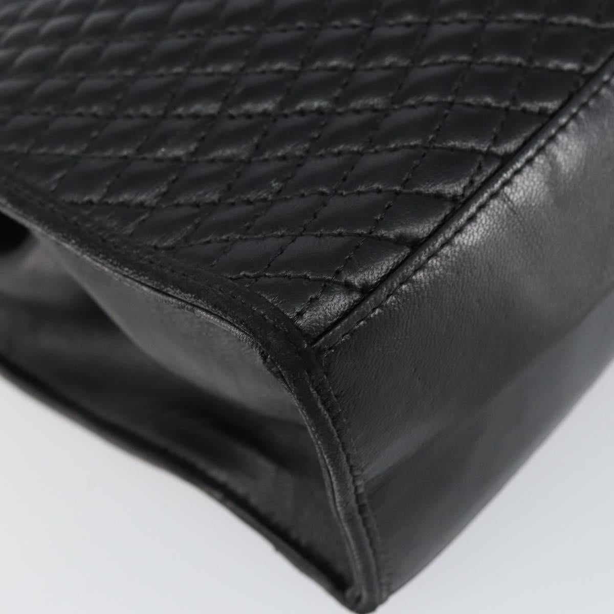 BALLY Hand Bag Leather Black Gold Auth BA7023