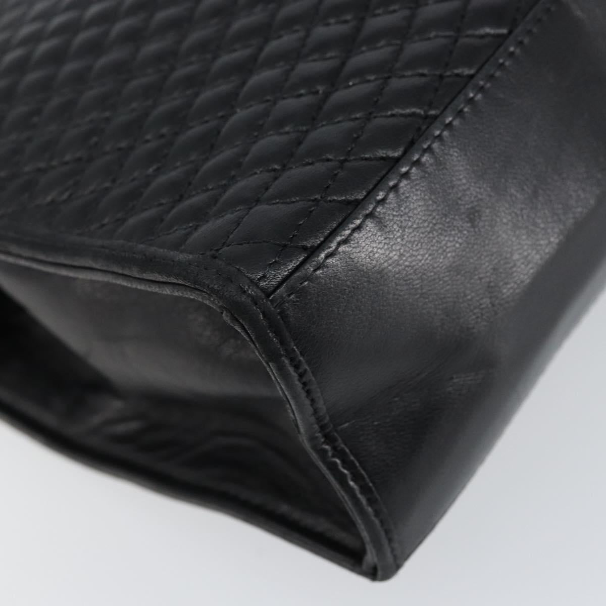 BALLY Hand Bag Leather Black Gold Auth BA7023