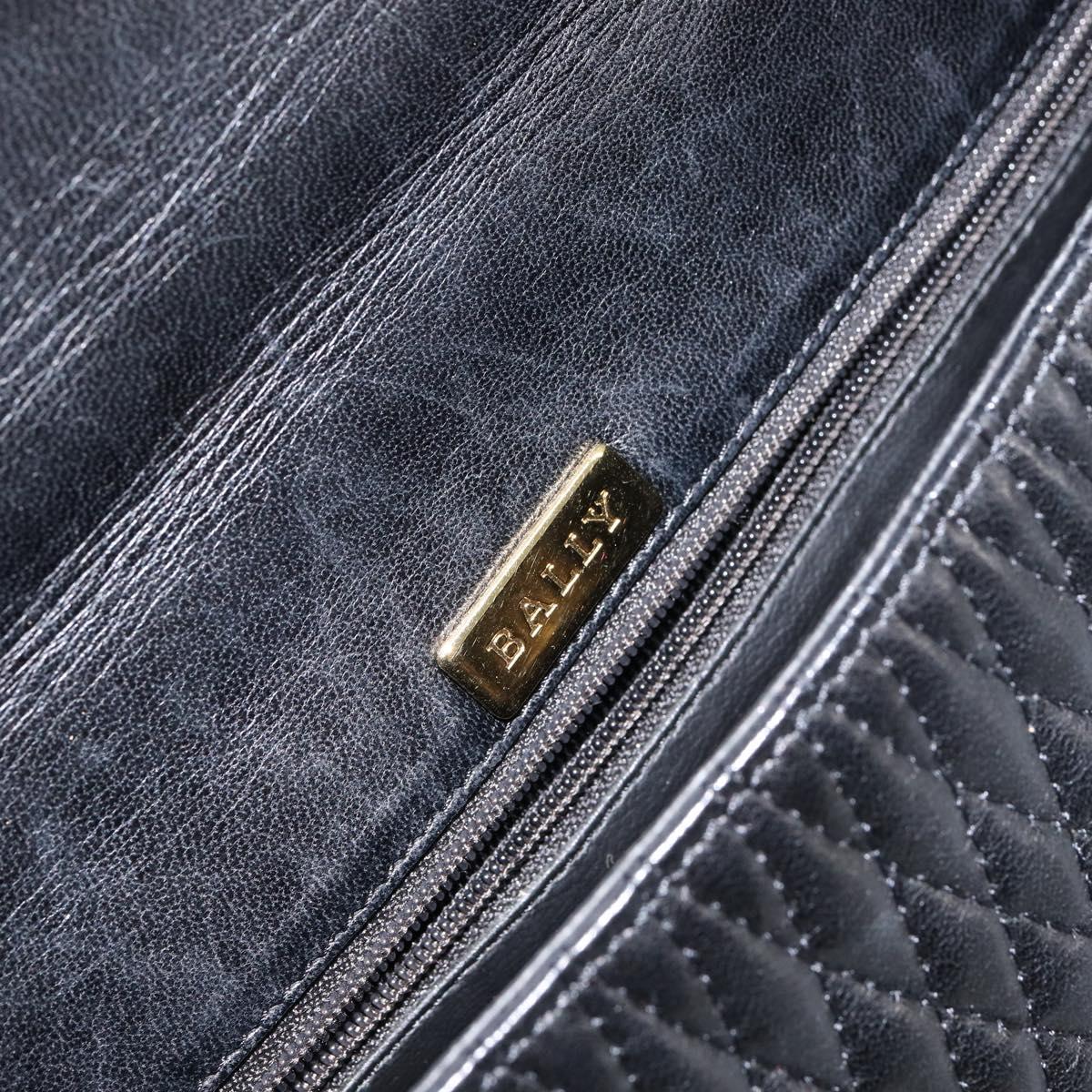 BALLY Hand Bag Leather Black Gold Auth BA7023