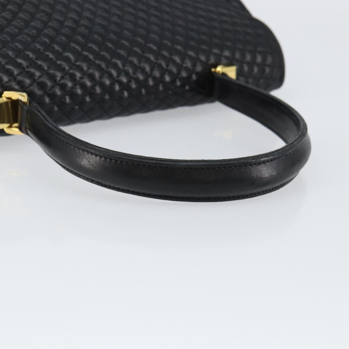 BALLY Hand Bag Leather Black Gold Auth BA7023