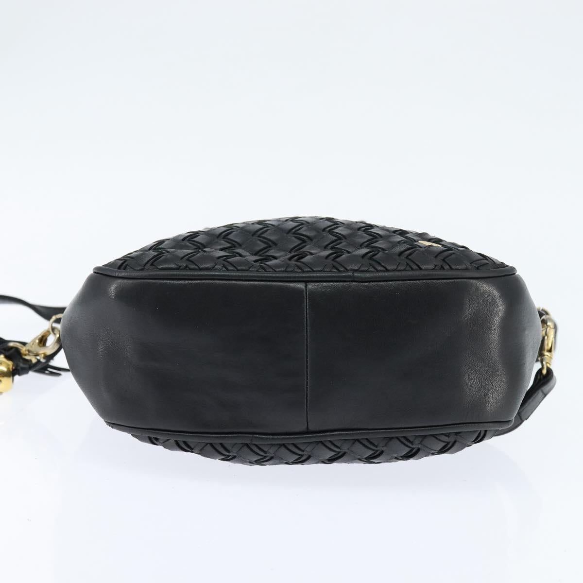 BALLY Hand Bag Leather 2way Black Gold Auth BA7024