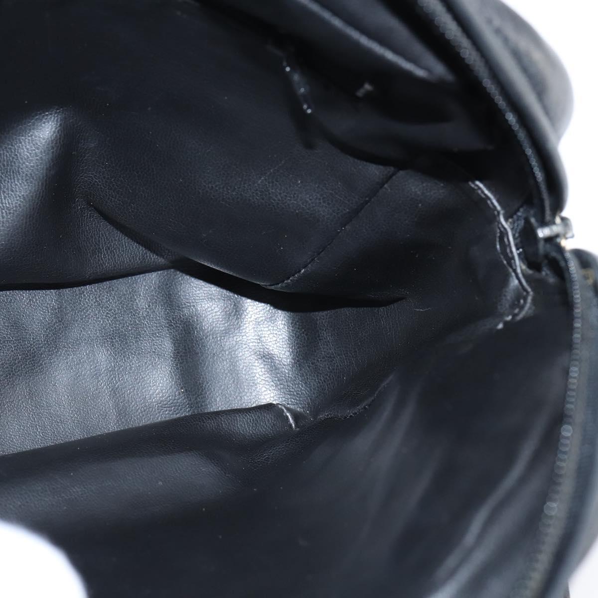 BALLY Hand Bag Leather 2way Black Gold Auth BA7024