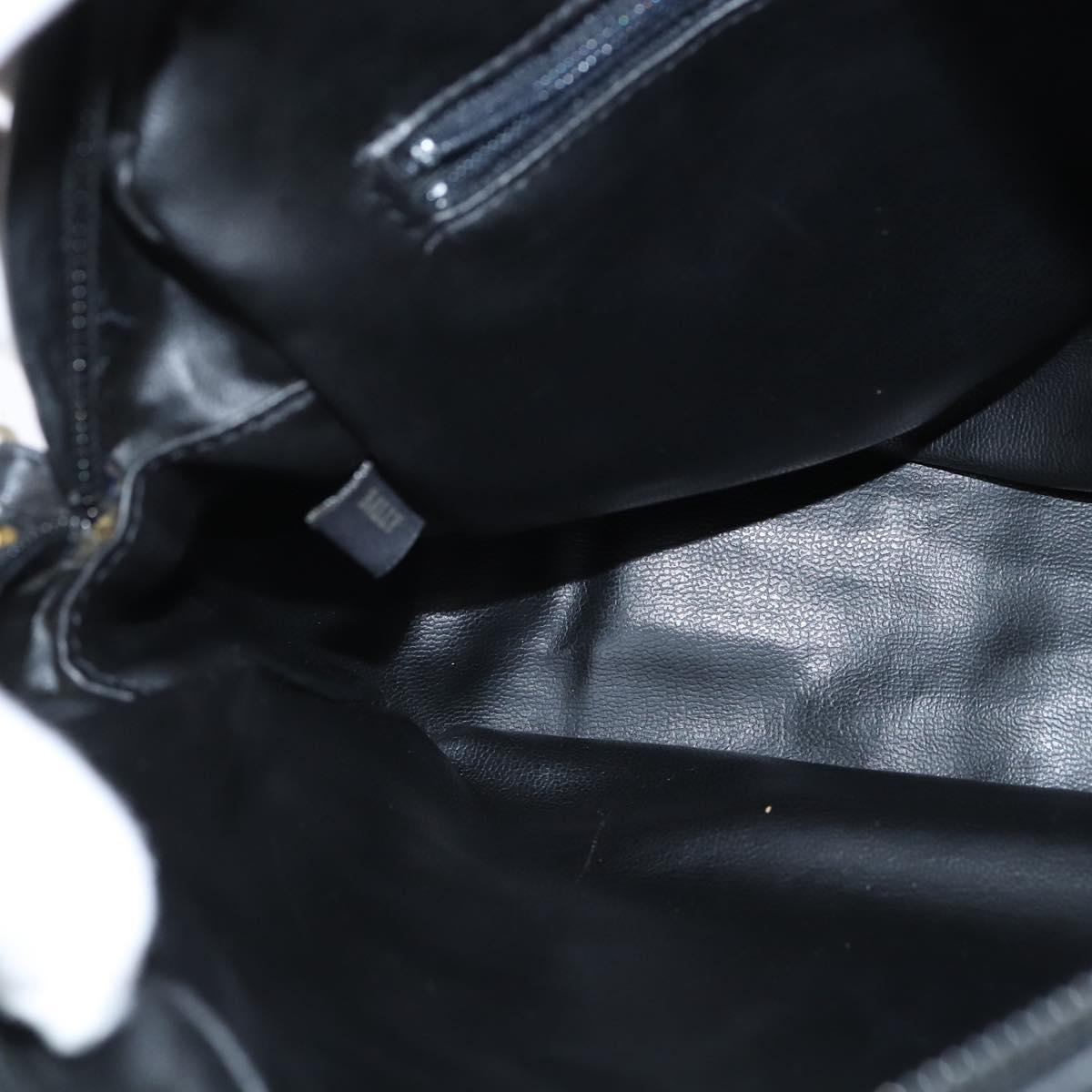 BALLY Hand Bag Leather 2way Black Gold Auth BA7024