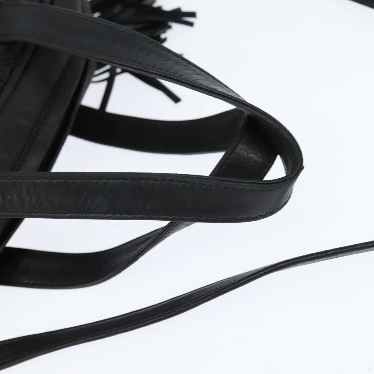 BALLY Hand Bag Leather 2way Black Gold Auth BA7024