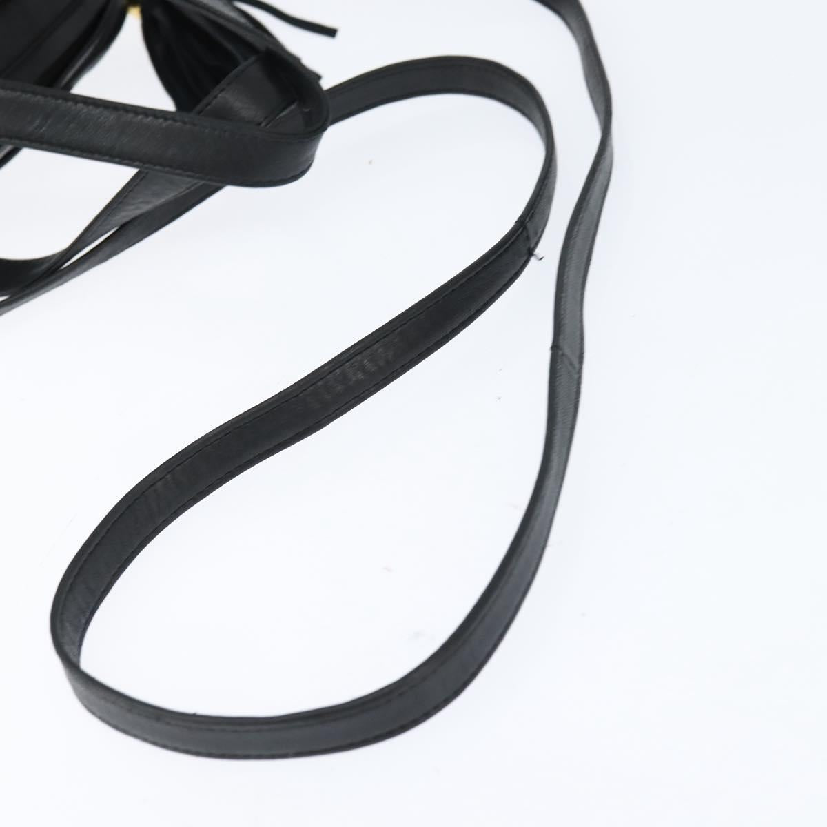 BALLY Hand Bag Leather 2way Black Gold Auth BA7024