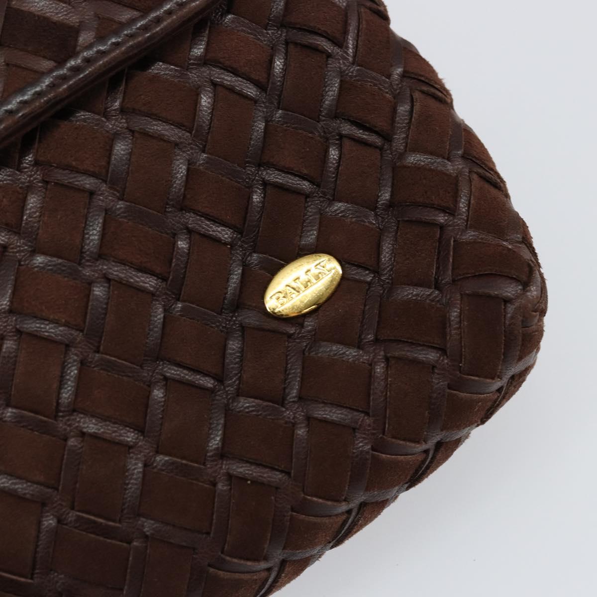 BALLY Shoulder Bag Leather Brown Gold Auth BA7025