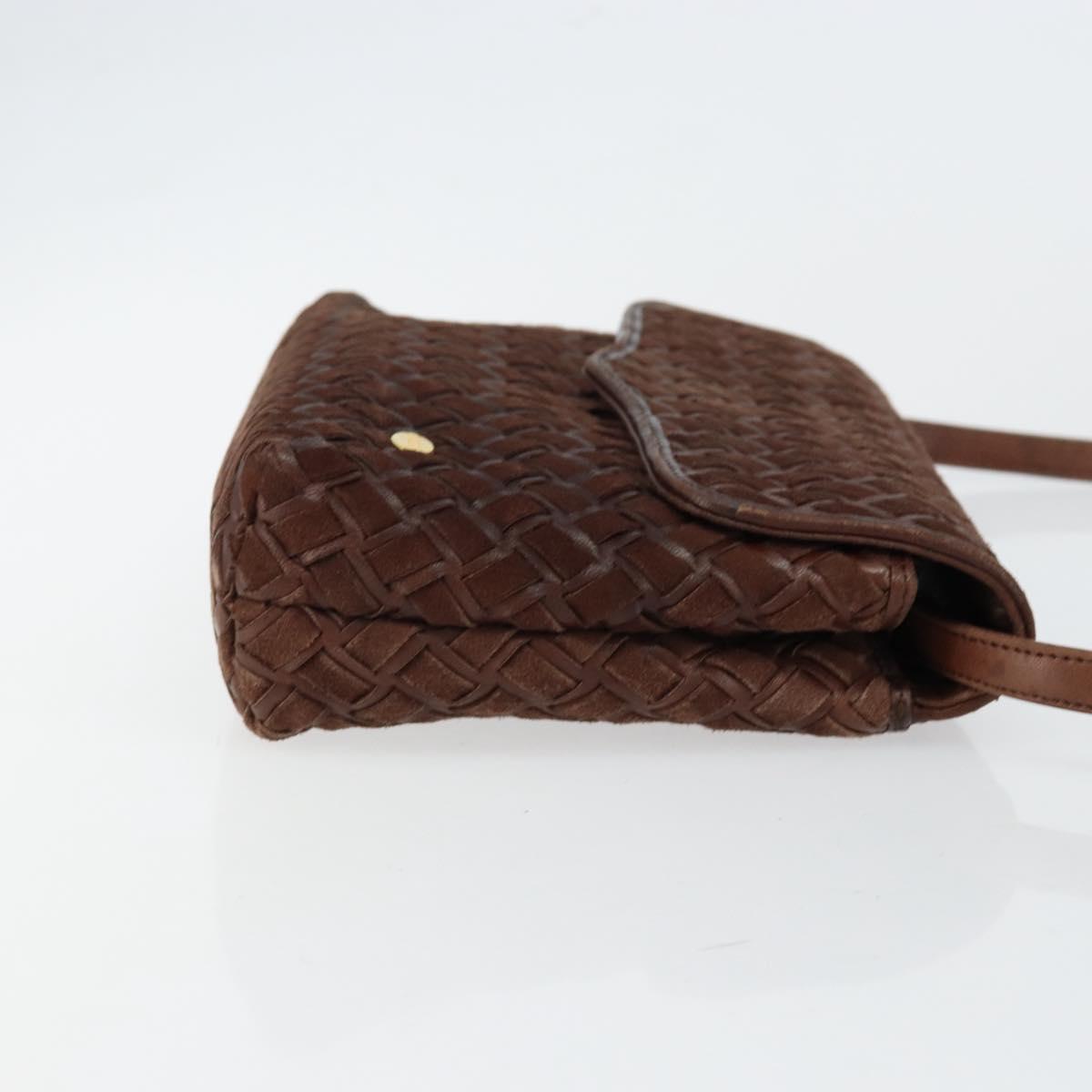 BALLY Shoulder Bag Leather Brown Gold Auth BA7025