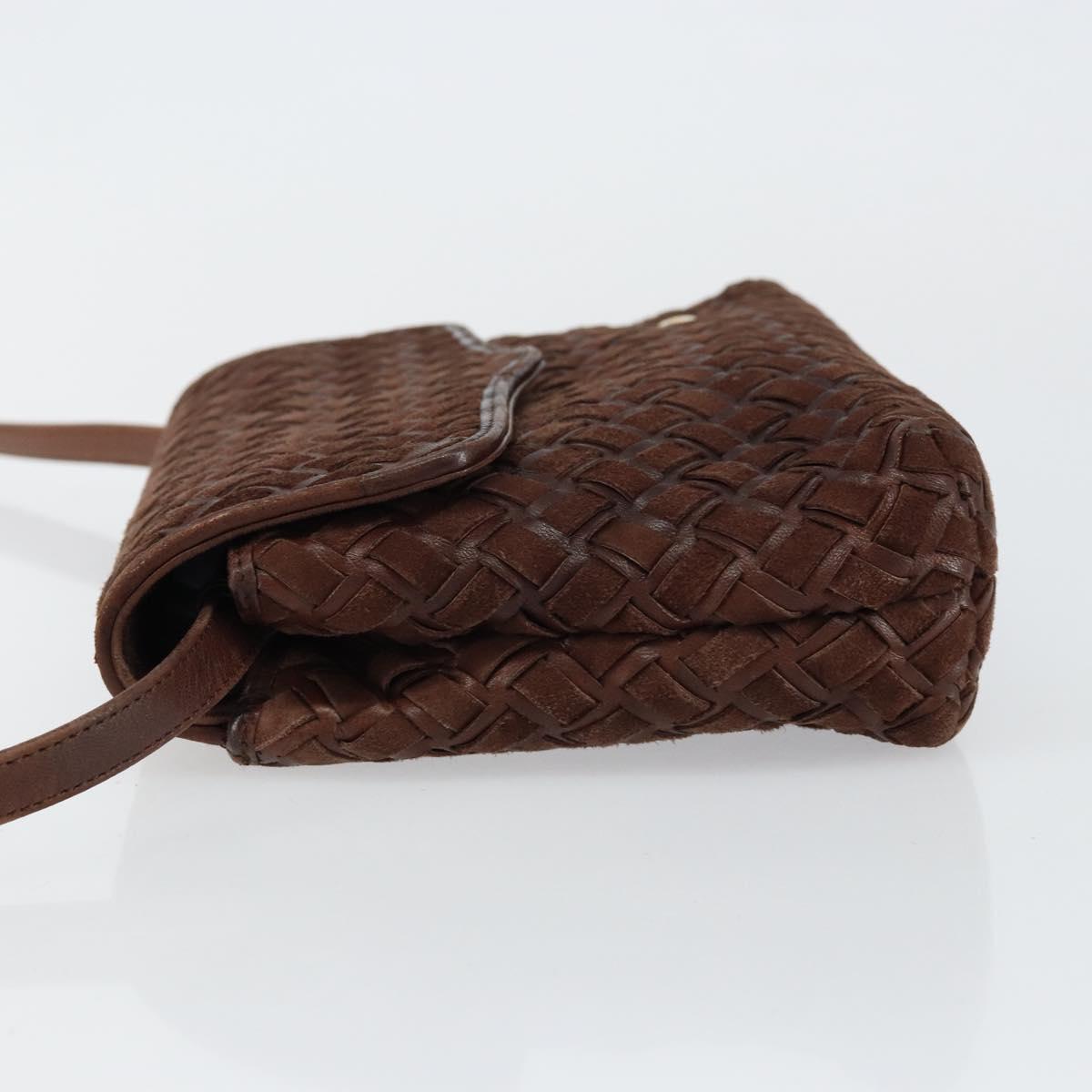 BALLY Shoulder Bag Leather Brown Gold Auth BA7025