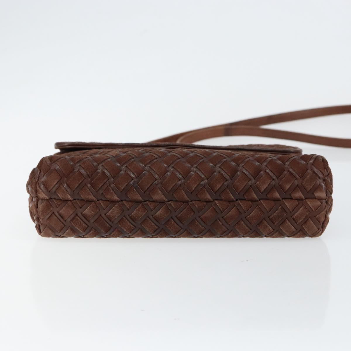 BALLY Shoulder Bag Leather Brown Gold Auth BA7025