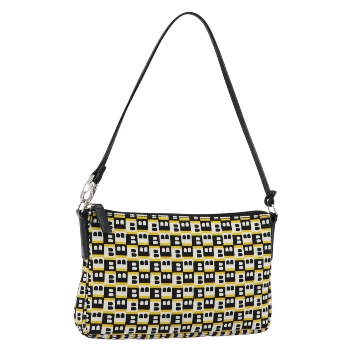 BALLY Hand Bag Canvas Black Auth BA7026