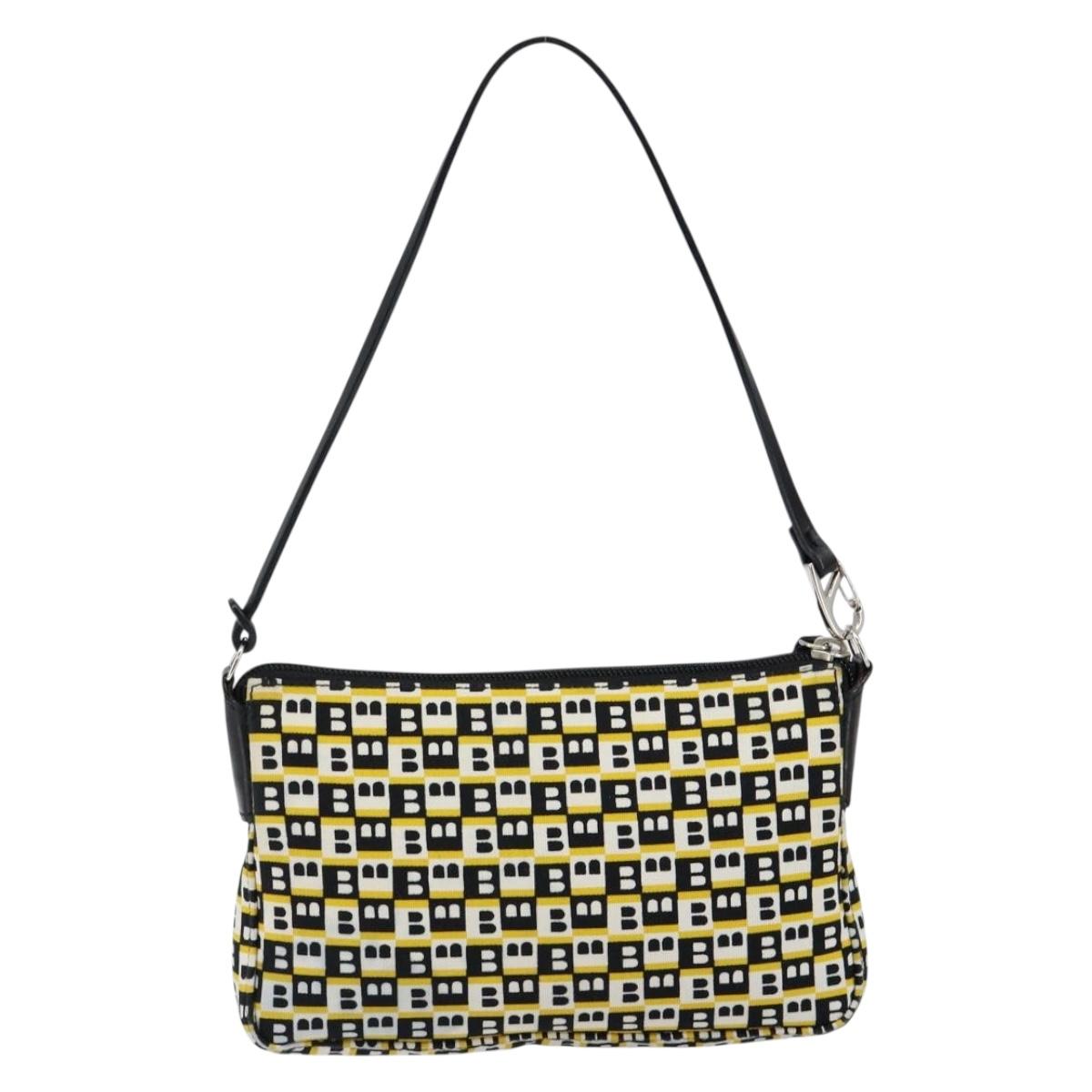 BALLY Hand Bag Canvas Black Auth BA7026