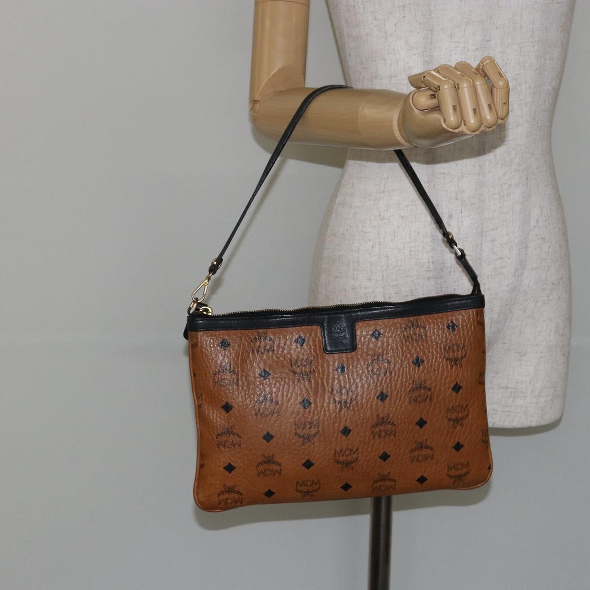 MCM Logogram Vicetos Shoulder Bag PVC Leather Brown Gold Auth BA7029