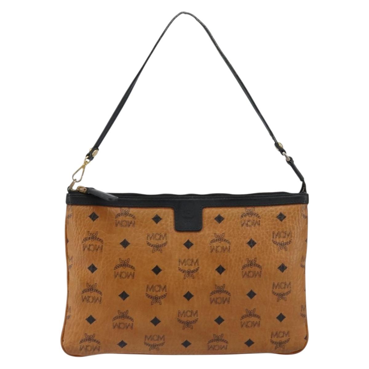 MCM Logogram Vicetos Shoulder Bag PVC Leather Brown Gold Auth BA7029