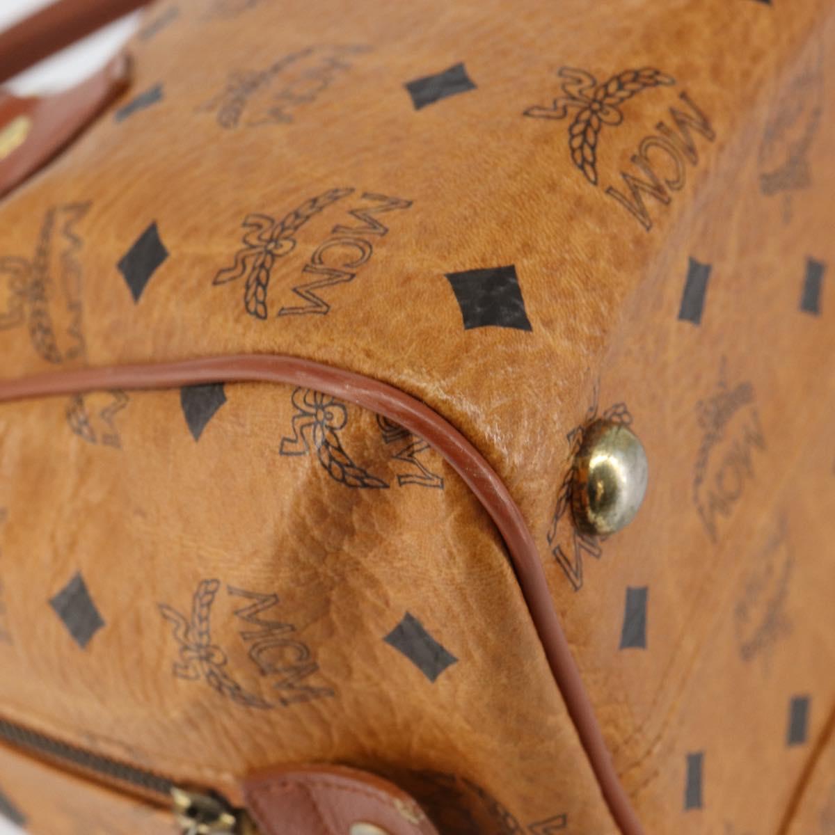MCM Vicetos Logogram Hand Bag PVC Brown Gold Auth BA7030