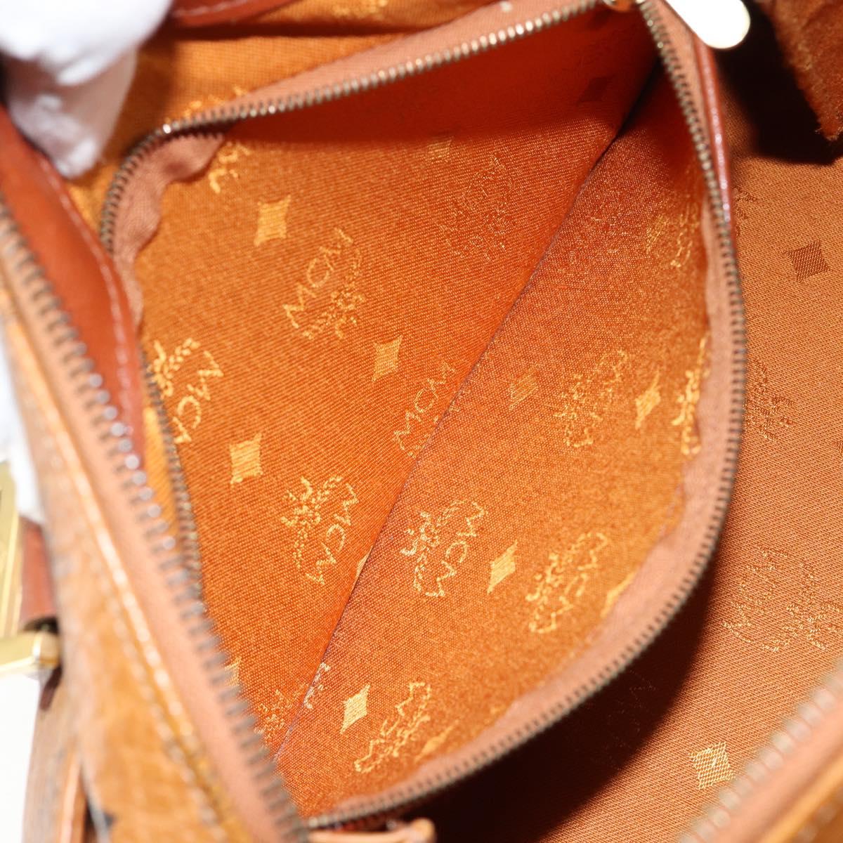 MCM Vicetos Logogram Hand Bag PVC Brown Gold Auth BA7030