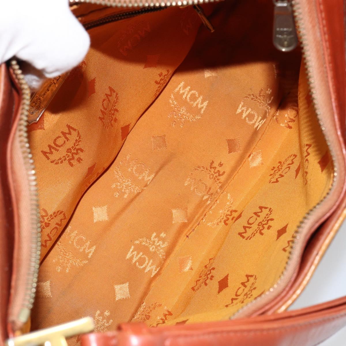 MCM Logogram Vicetos Shoulder Bag PVC Leather Brown Gold Auth BA7031