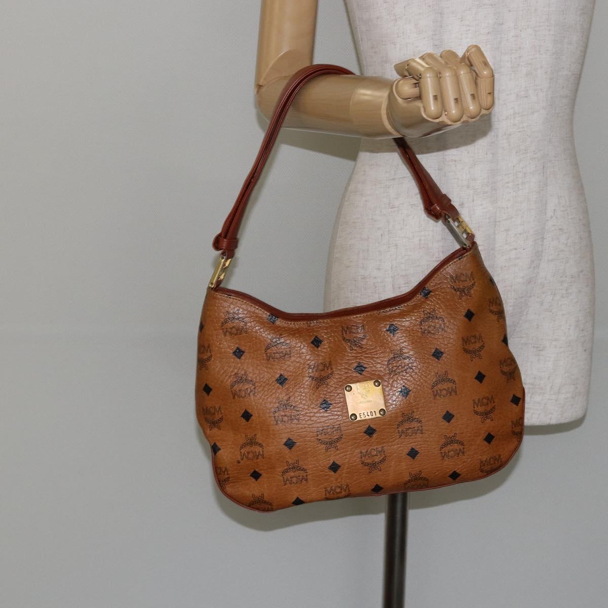 MCM Logogram Vicetos Shoulder Bag PVC Leather Brown Gold Auth BA7031