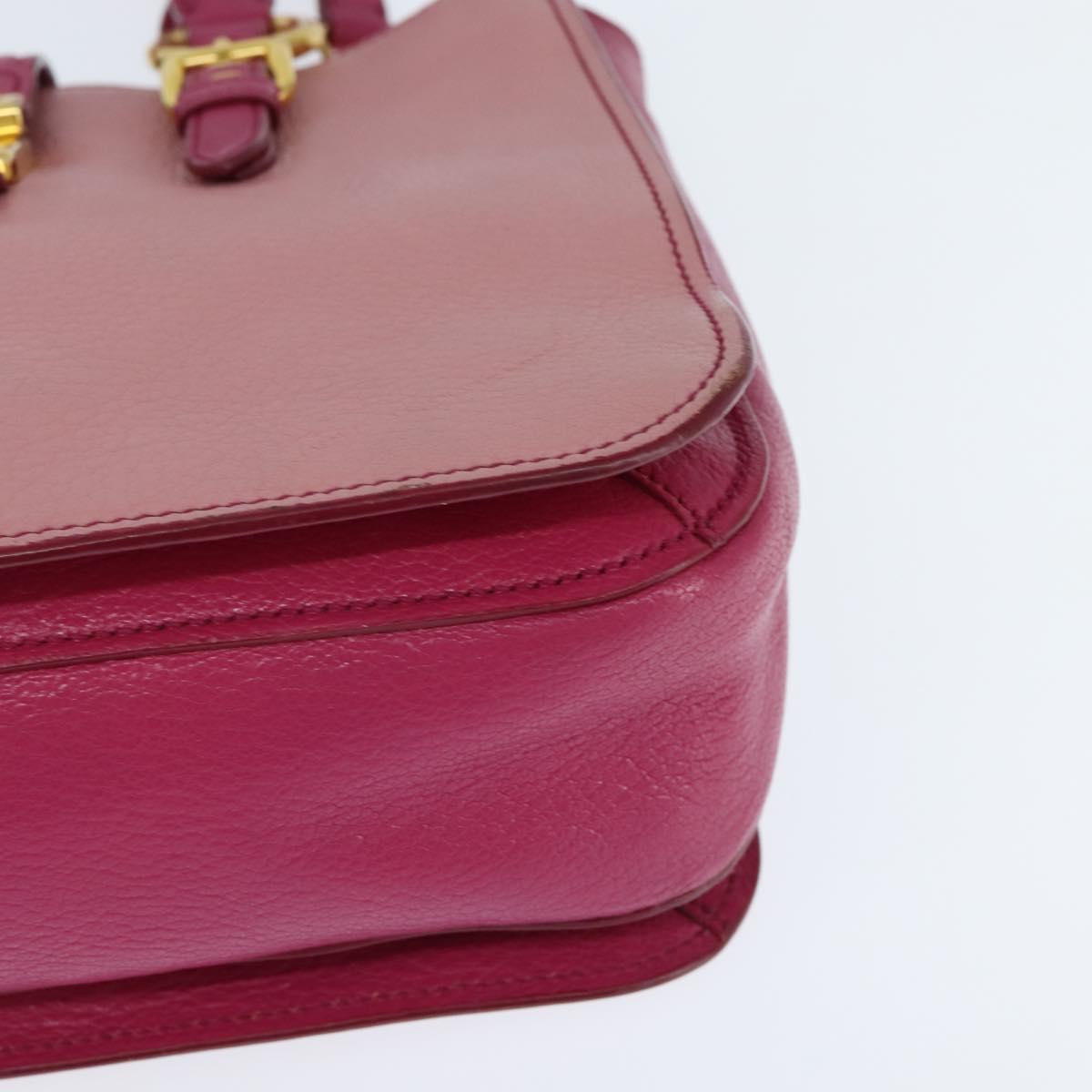 Miu Miu Madras Hand Bag Leather 2way Pink Gold Auth BA7035