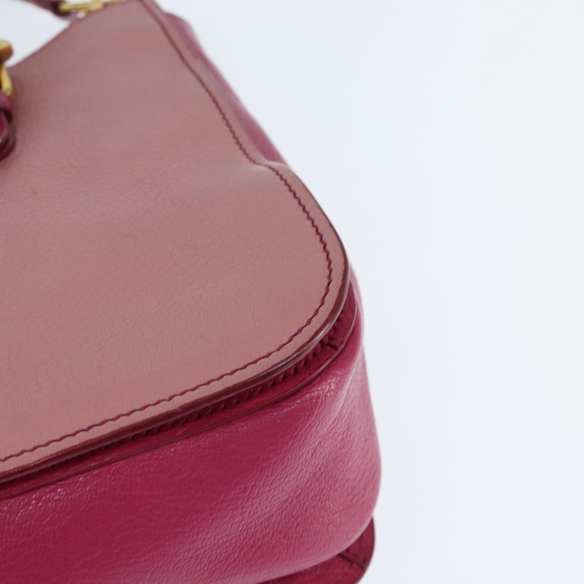 Miu Miu Madras Hand Bag Leather 2way Pink Gold Auth BA7035