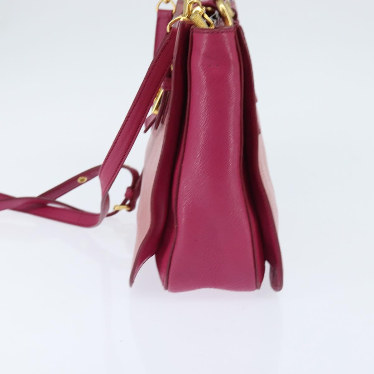 Miu Miu Madras Hand Bag Leather 2way Pink Gold Auth BA7035