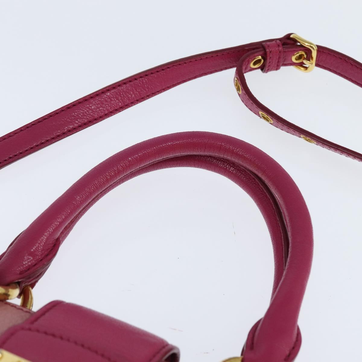 Miu Miu Madras Hand Bag Leather 2way Pink Gold Auth BA7035