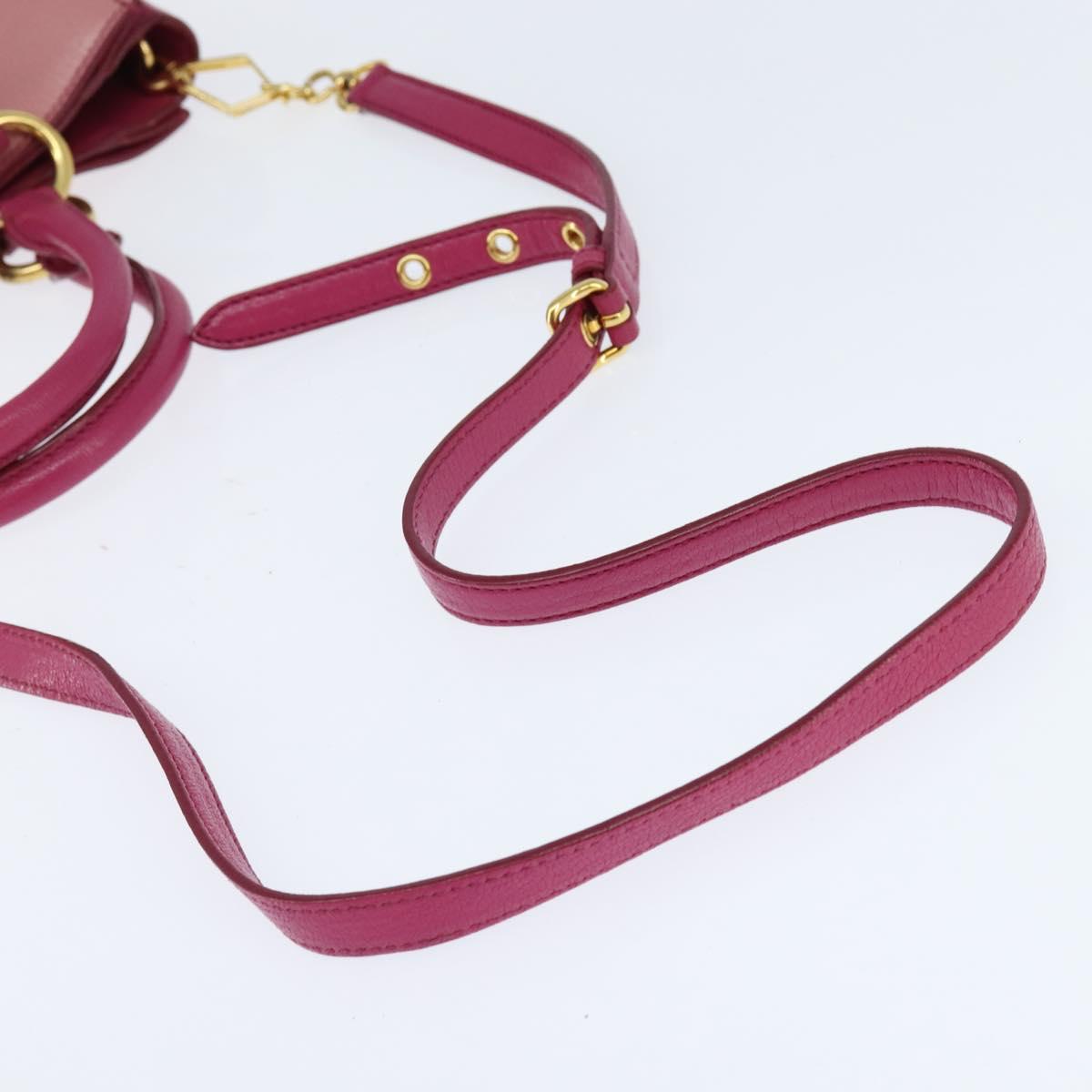 Miu Miu Madras Hand Bag Leather 2way Pink Gold Auth BA7035