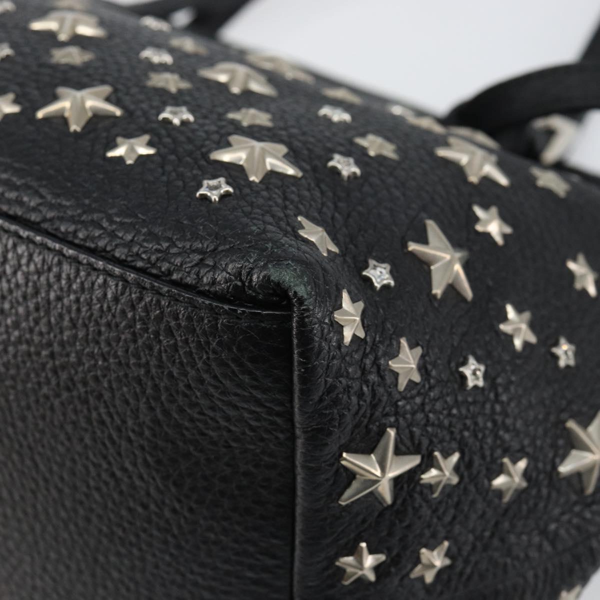 Jimmy Choo Studs Tote Bag Leather Black Silver Auth BA7036