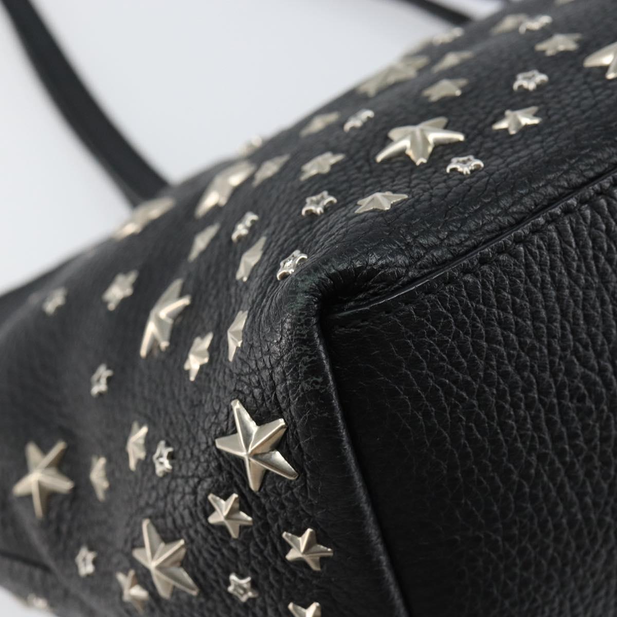 Jimmy Choo Studs Tote Bag Leather Black Silver Auth BA7036