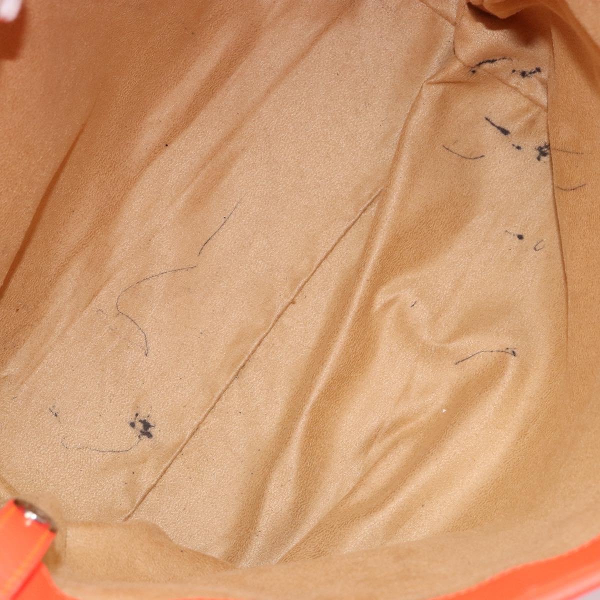 Jimmy Choo Studs Tote Bag Leather Orange Silver Auth BA7037