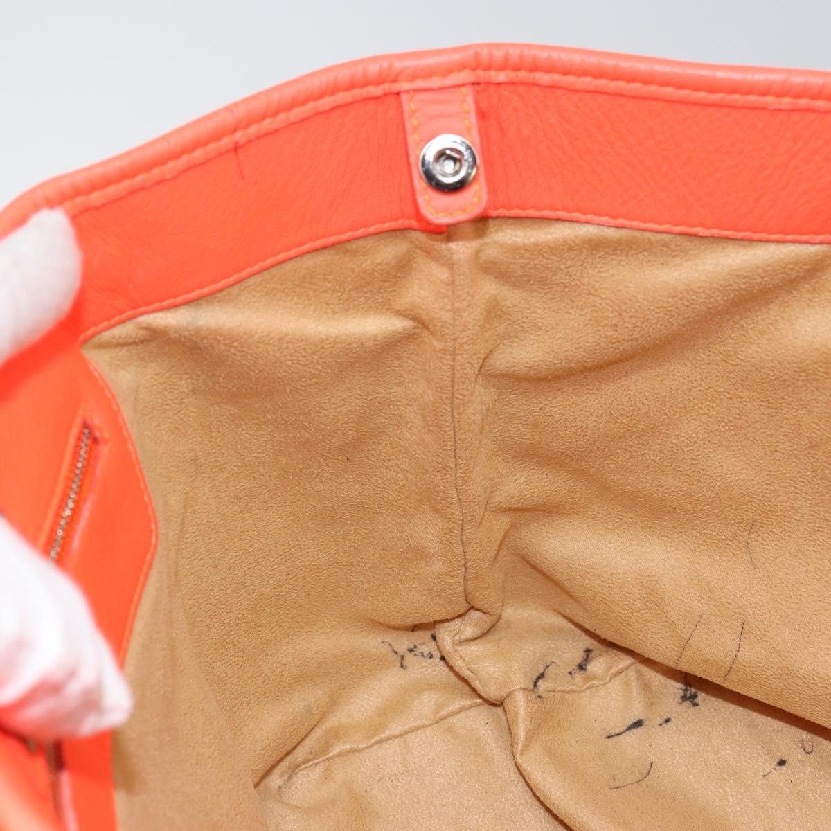 Jimmy Choo Studs Tote Bag Leather Orange Silver Auth BA7037