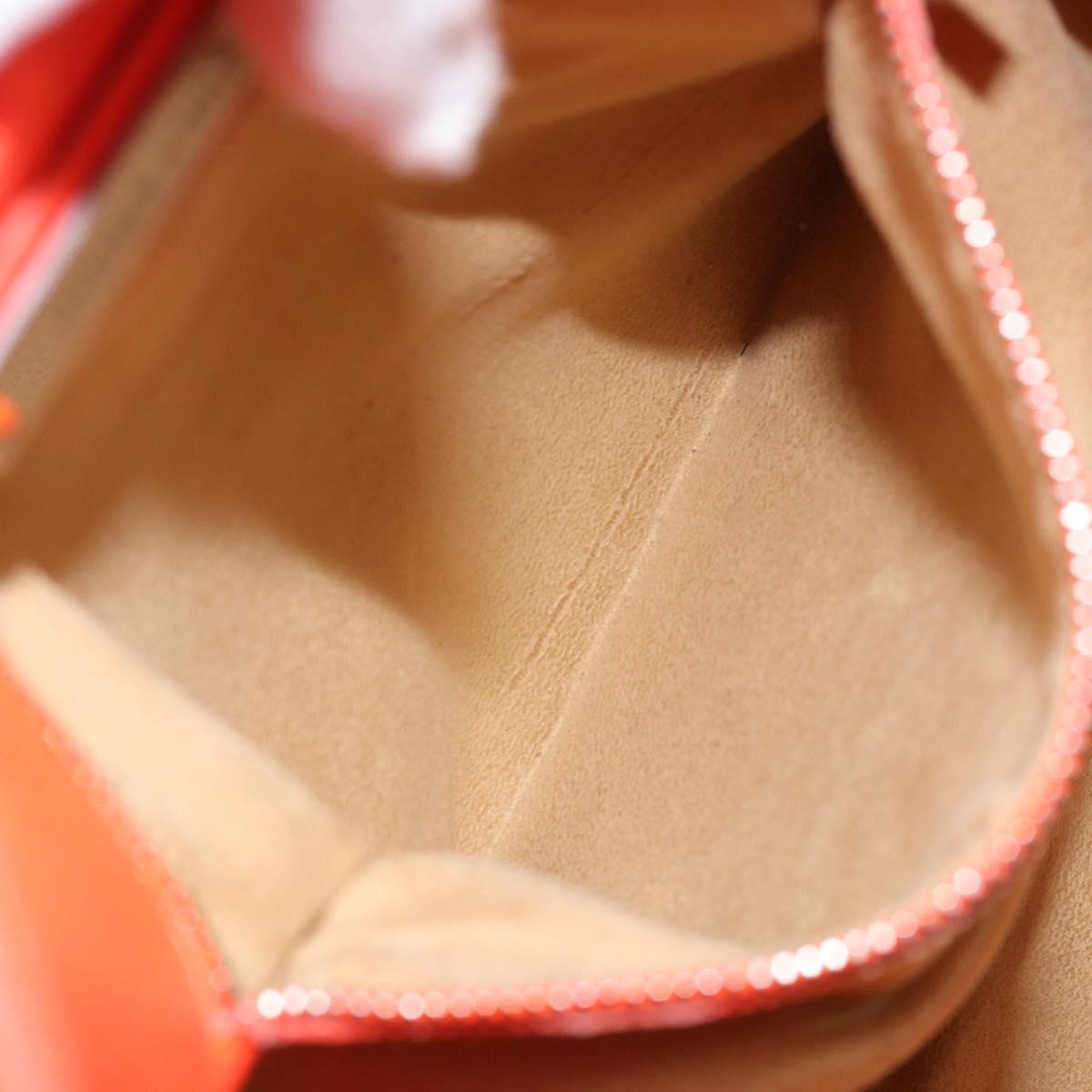 Jimmy Choo Studs Tote Bag Leather Orange Silver Auth BA7037