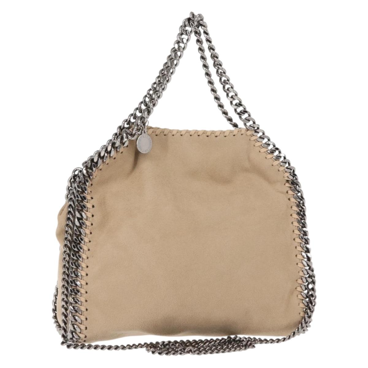 Stella MacCartney Falabella Chain Bag polyester Beige Silver 371223 Auth BA7041