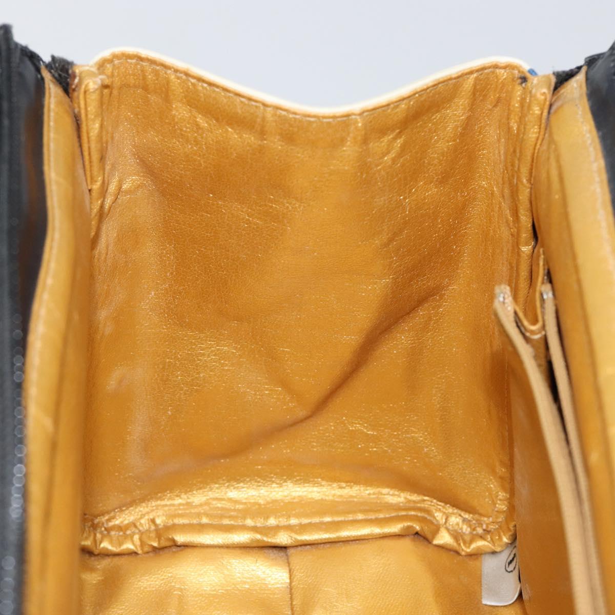 Gianni Versace Hand Bag Canvas PVC Black Gold Auth BA7043