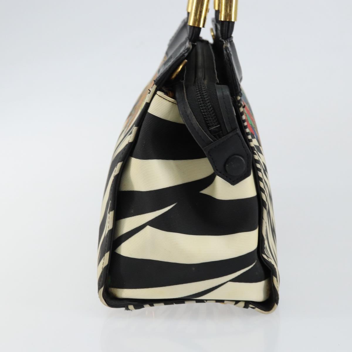 Gianni Versace Hand Bag Canvas PVC Black Gold Auth BA7043