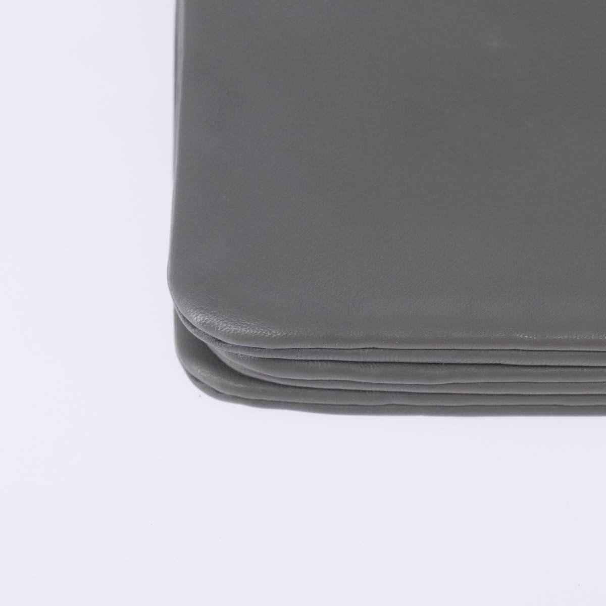 CELINE Trios Mall Shoulder Bag Leather Gray Gold Auth BA7046