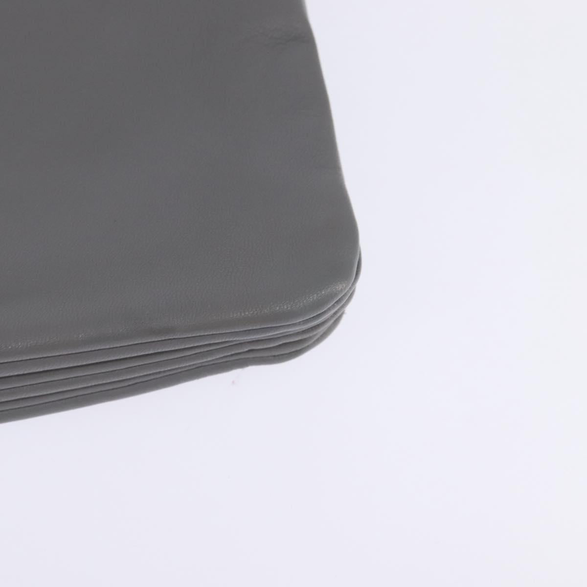 CELINE Trios Mall Shoulder Bag Leather Gray Gold Auth BA7046