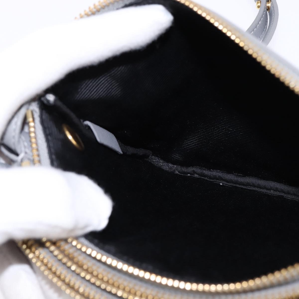 CELINE Trios Mall Shoulder Bag Leather Gray Gold Auth BA7046