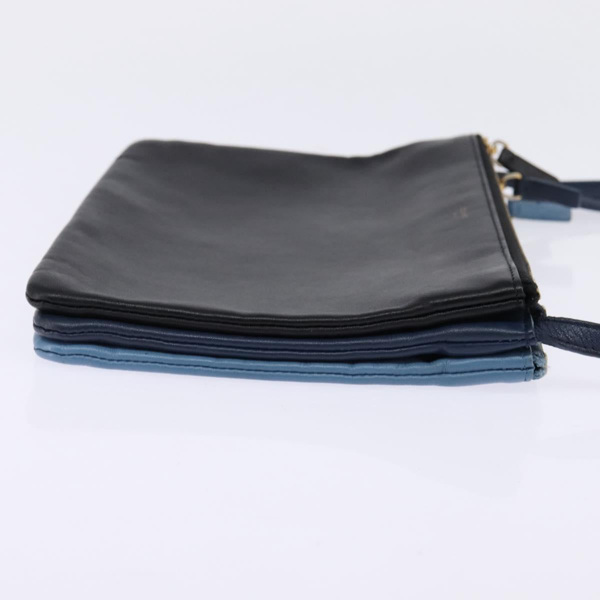 CELINE Trio large Shoulder Bag Leather Multicolor Gold Auth BA7047