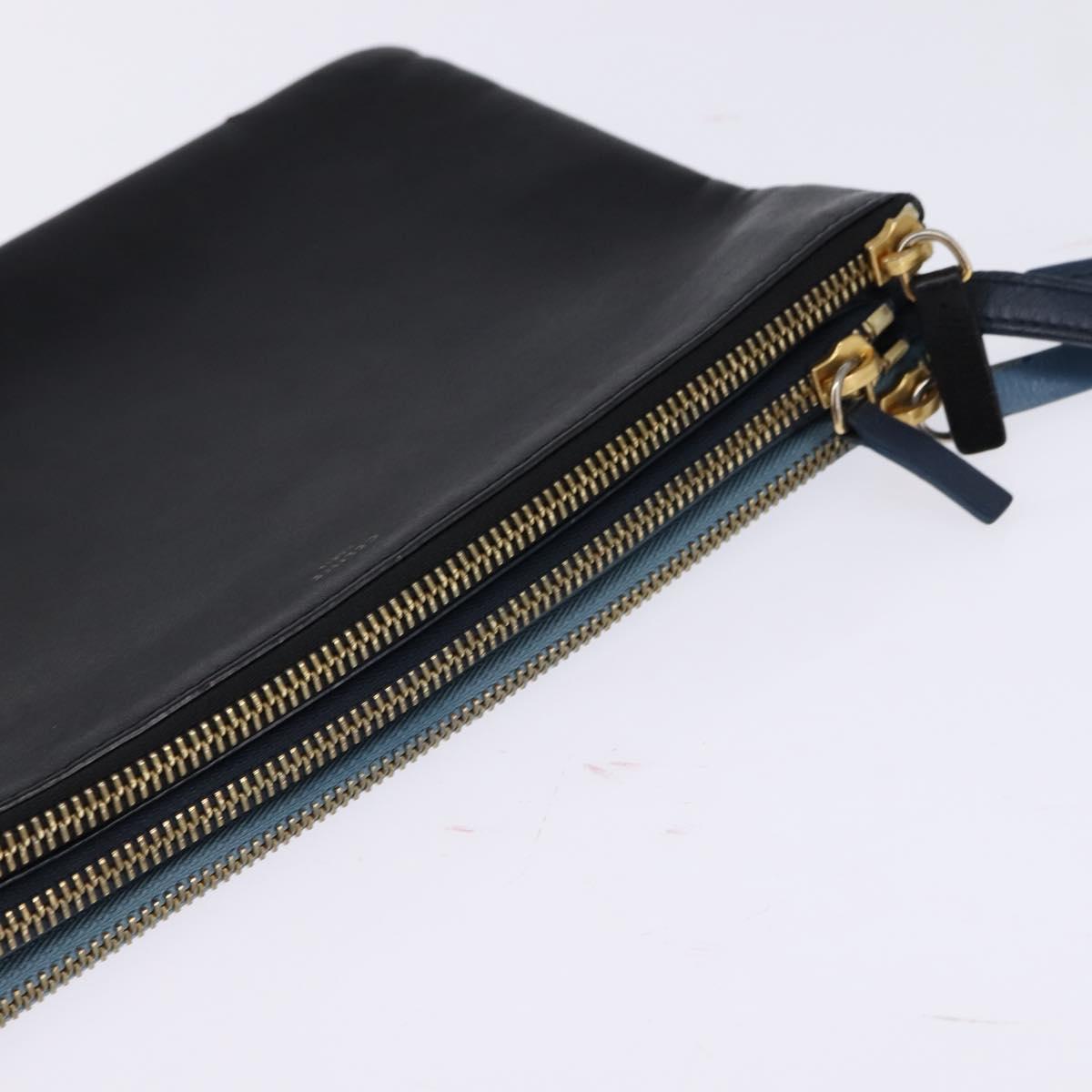 CELINE Trio large Shoulder Bag Leather Multicolor Gold Auth BA7047