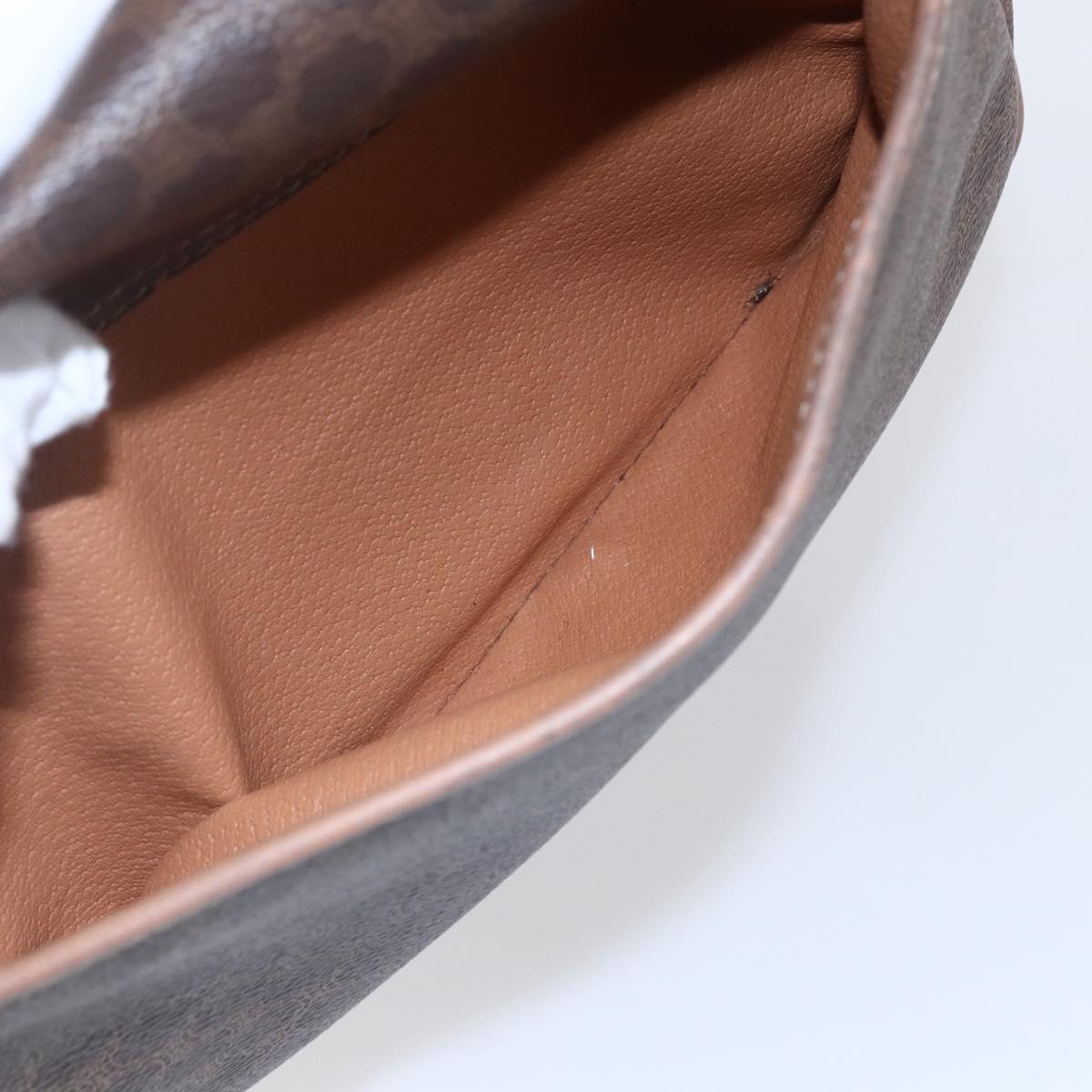 CELINE Macadam Canvas Shoulder Bag PVC Leather Brown Gold Auth BA7049