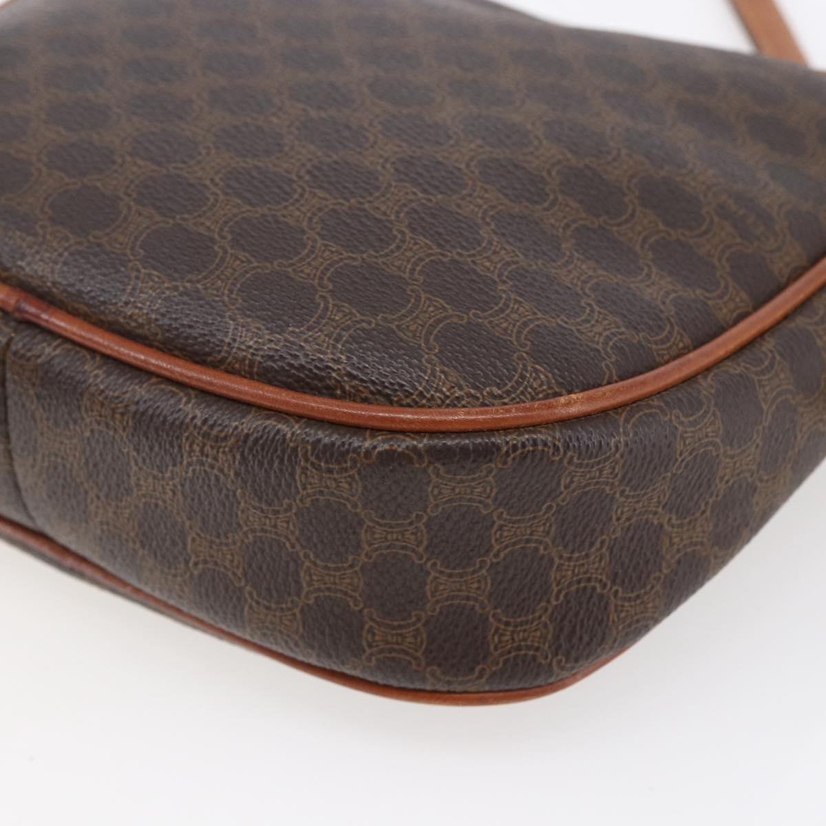 CELINE Macadam Canvas Shoulder Bag PVC Leather Brown Gold Auth BA7050