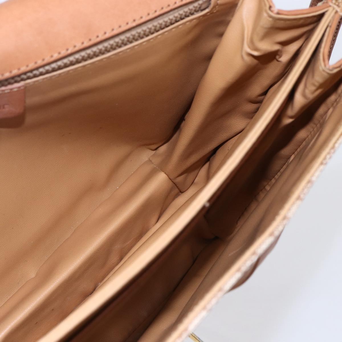 CELINE Macadam Canvas Shoulder Bag PVC Beige Gold Auth BA7051