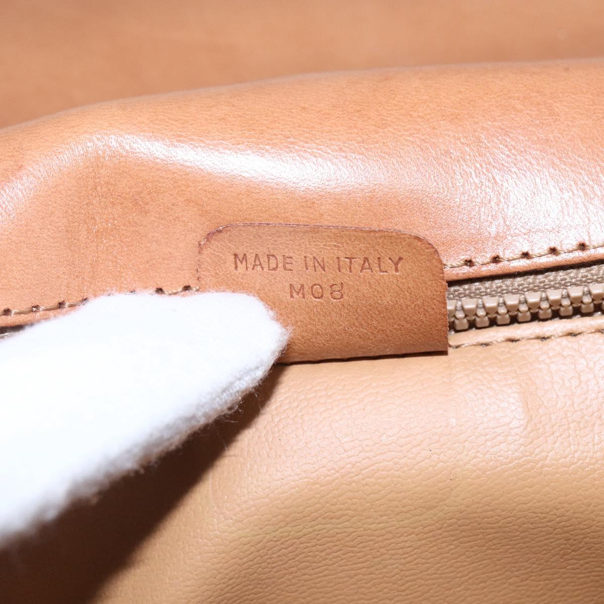 CELINE Macadam Canvas Shoulder Bag PVC Beige Gold Auth BA7051