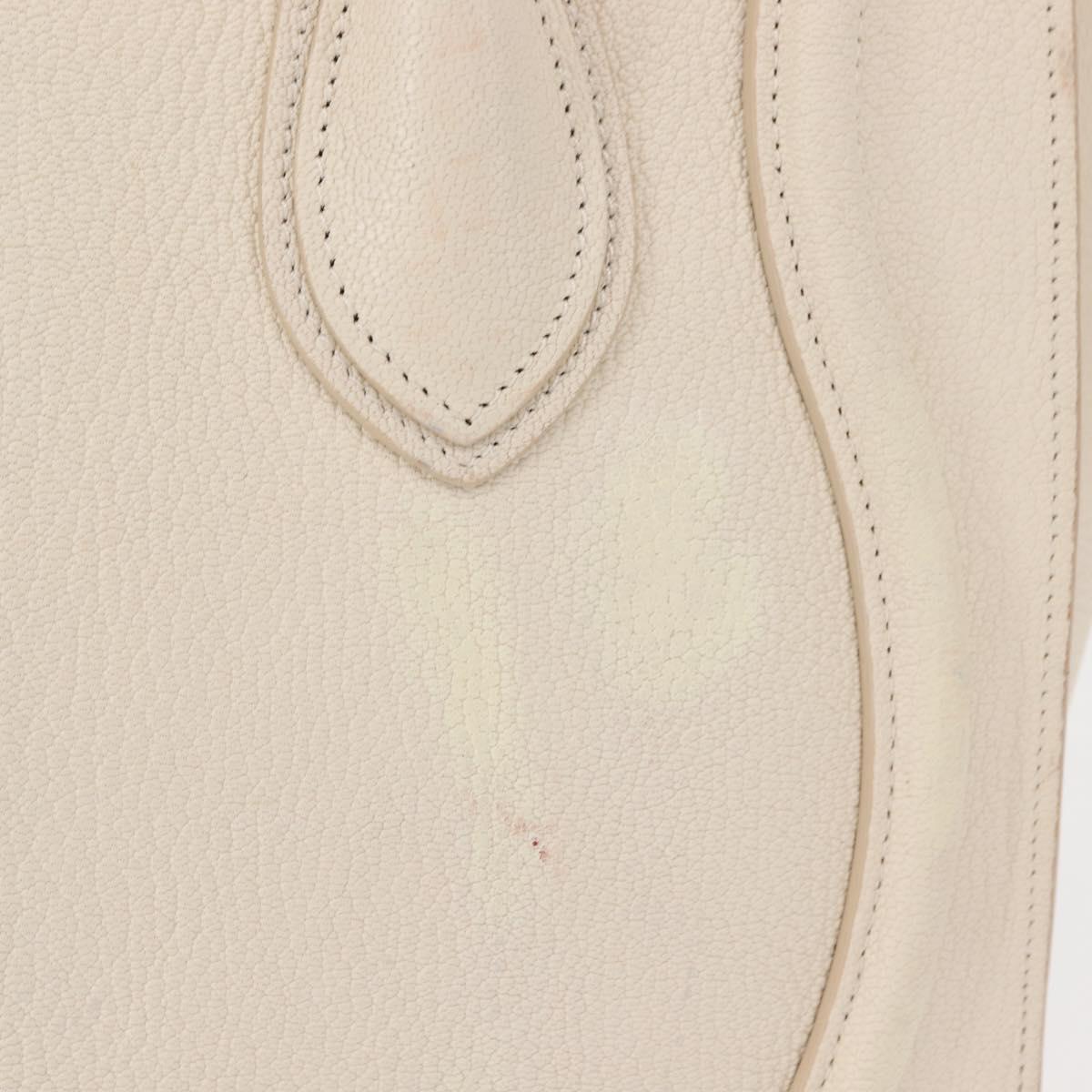 CELINE Luggage Micro Shopper Hand Bag Leather White Gold Auth BA7052